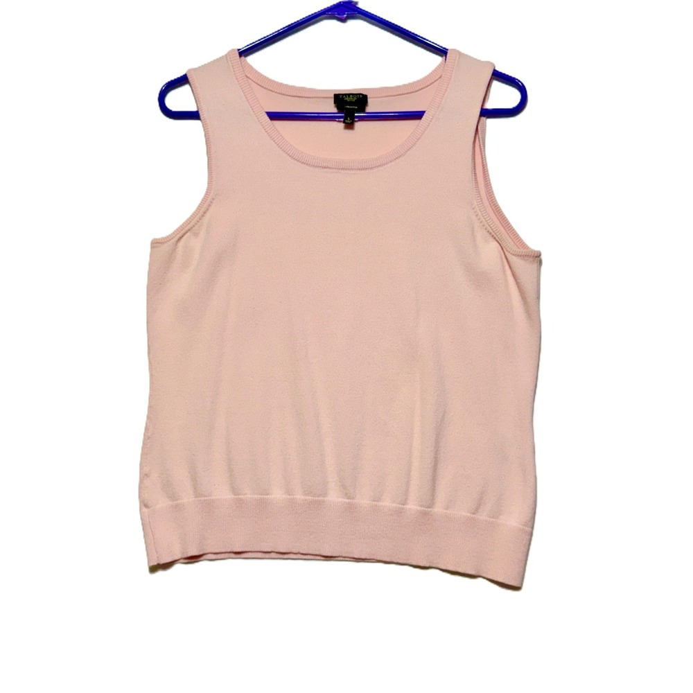 Talbots Petite L Pima Cotton Knit Shell Sleeveless Pink Top